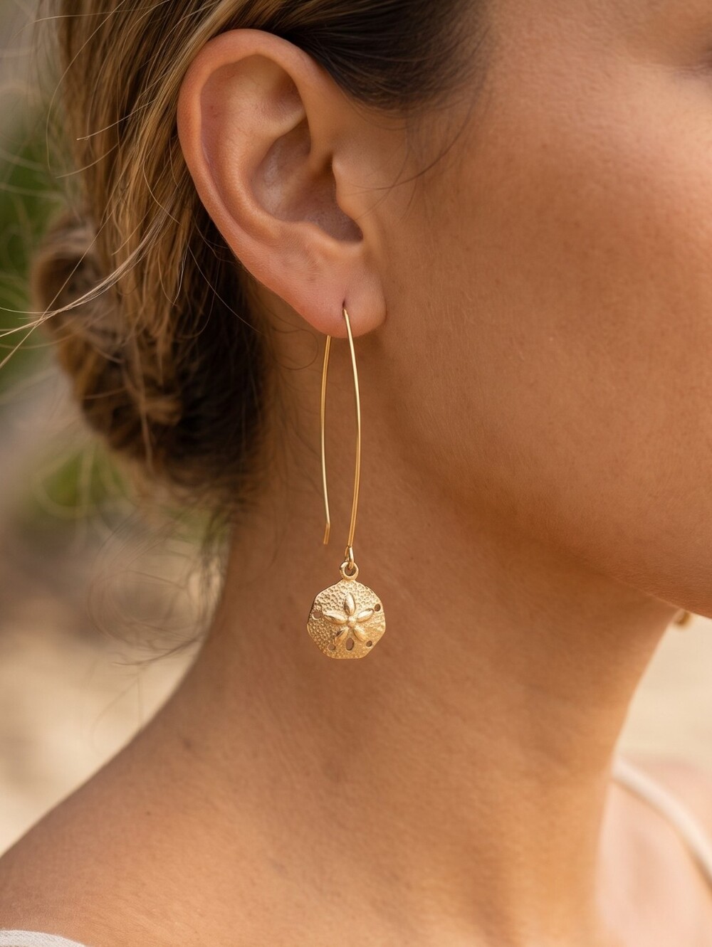 Andrea Kelly Hammered Sand Dollar Drop Earrings Coastal Sirencore Resort